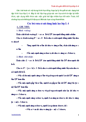 Các bài toán có nội dung hình học Lớp 3, 4